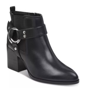 Marc Fisher Black Leather Harness Ankle Boot